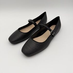 Marc Fisher Lailah Mary Jane Flat Textured Fabric Buckle Strap Black 10 NEW